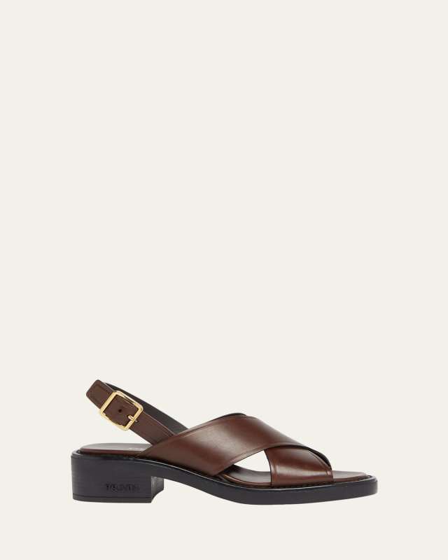 Leather Crisscross Slingback Sandals